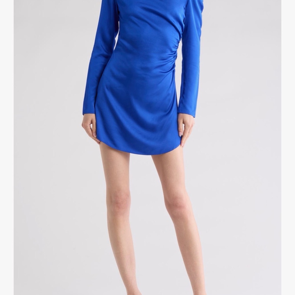 Long-Sleeve Royal Blue Mini Dress
